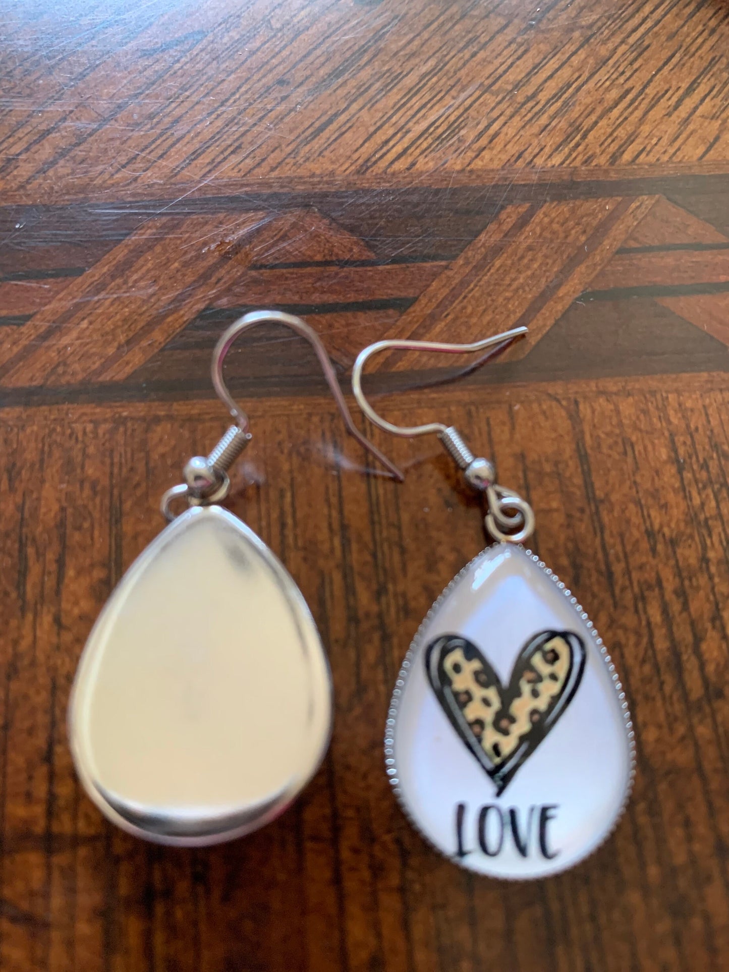 Coffee Lovers Leporad, Cheetah, Heart, Dangle Earrings/jewerly