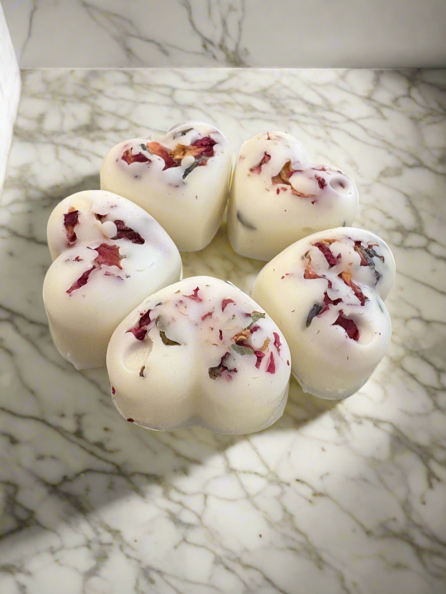 Our Triple Butter Body Butter mini hearts
Mini Heart Lotion Bar Set