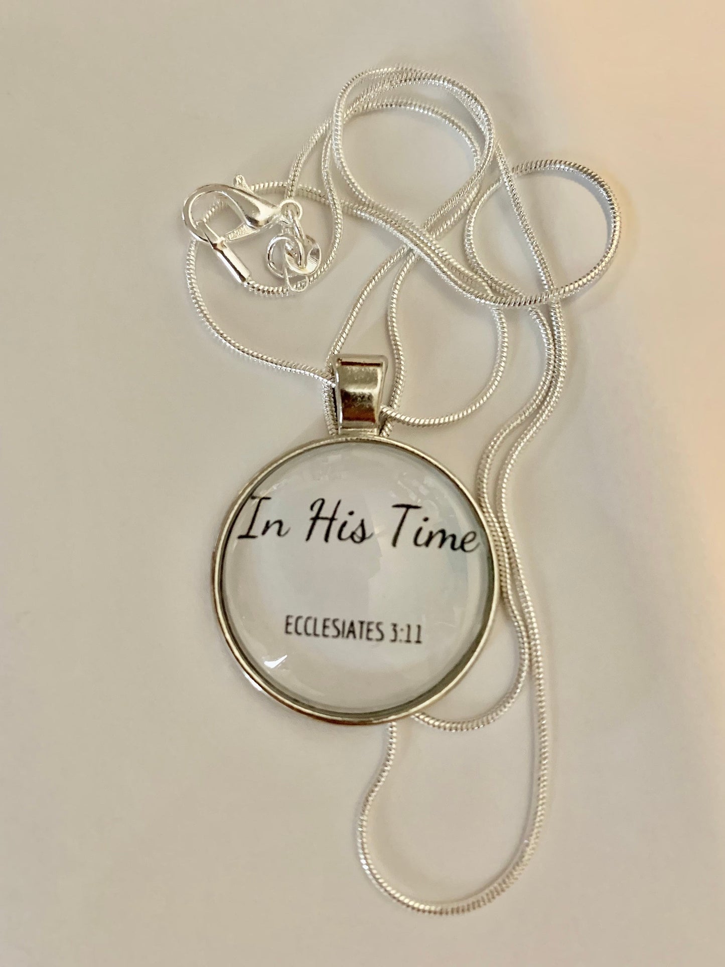 Jewelry: Necklace-Inspirational BEZEL charm glass cabochon Pendant Silver Necklace Jewelry 6 Options