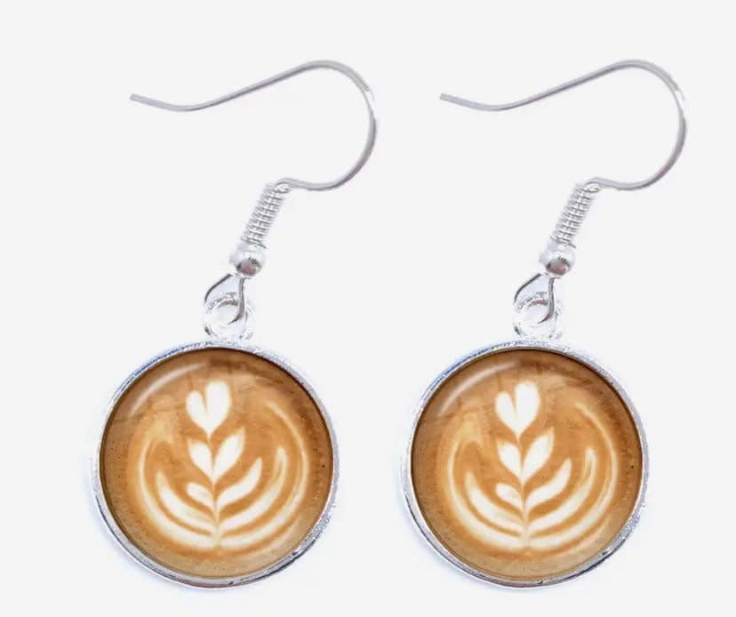 Coffee Lovers Earrings, coffee art, coffee latte, dangle earrings/key chain/jewelry
