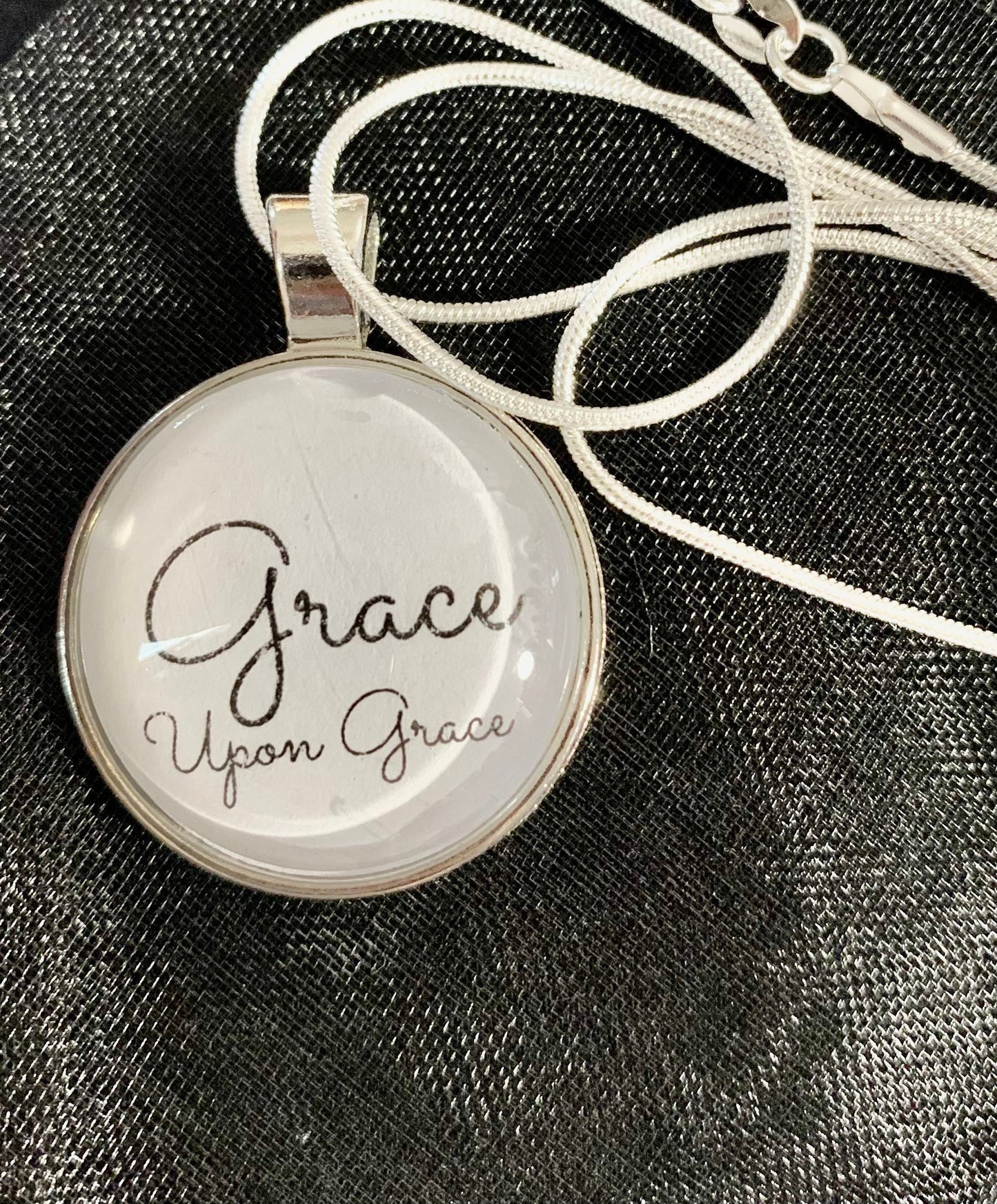 Inspirational BEZEL charm glass cabochon Pendant Silver Necklace Jewelry 6 Options